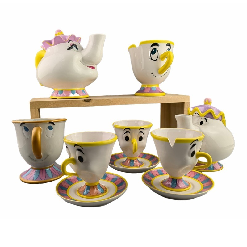 Cartoon Beauty And The Beast teapot and cup Ceramic Coffee Tea Pot Cup Sets One Set Lovely Christmas Gift