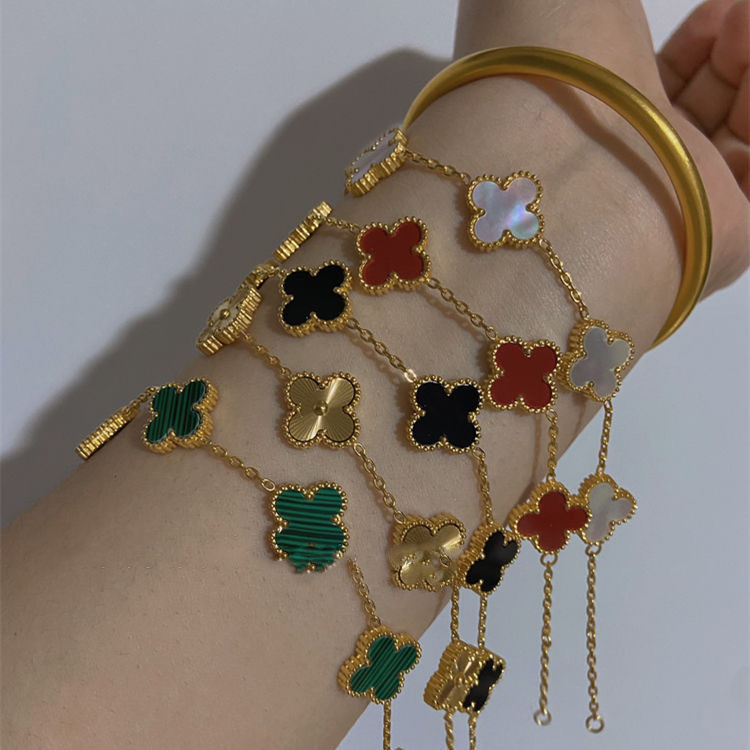 Wholesale High Quality Designer Jewelry Double Sided Four Leaf Clover Bracelet 18K gold Stainless Steel Clover Bracelets