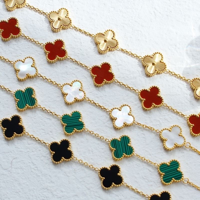 Wholesale High Quality Designer Jewelry Double Sided Four Leaf Clover Bracelet 18K gold Stainless Steel Clover Bracelets