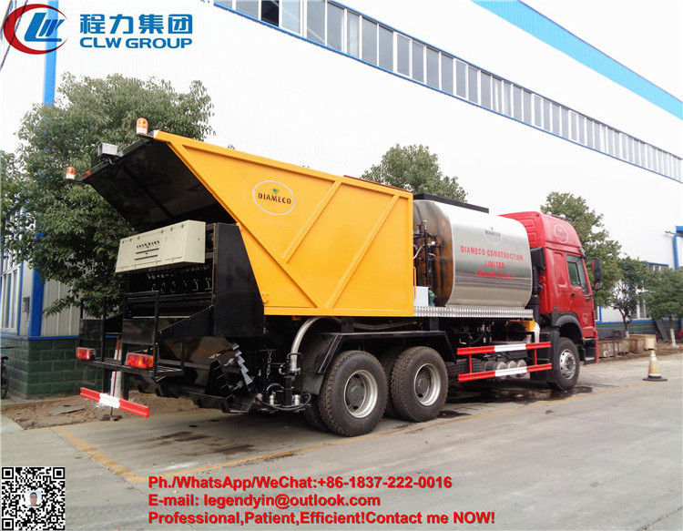 CLW synchronous gravel seal truck HOWO 10 wheels 8m3 10m3 asphalt bitumen synchronous chip sealer spreader truck for sale