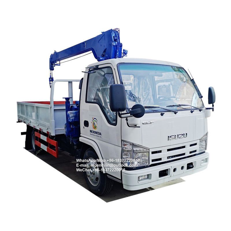 Qing ling lsuzu elf boom truck crane 2 tons telescopic hydraulic stick crane truck