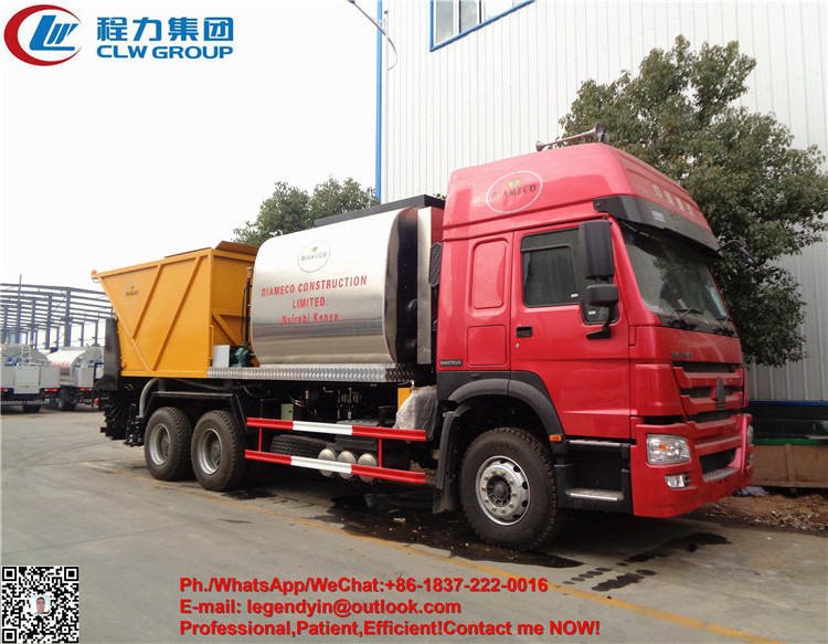 CLW synchronous gravel seal truck HOWO 10 wheels 8m3 10m3 asphalt bitumen synchronous chip sealer spreader truck for sale