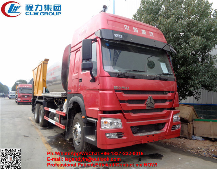 CLW synchronous gravel seal truck HOWO 10 wheels 8m3 10m3 asphalt bitumen synchronous chip sealer spreader truck for sale