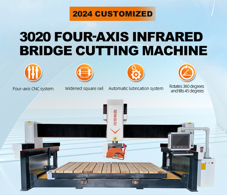 2024 new CNC four-axis bridge stone cutting machine for Artificial granite marble slabs