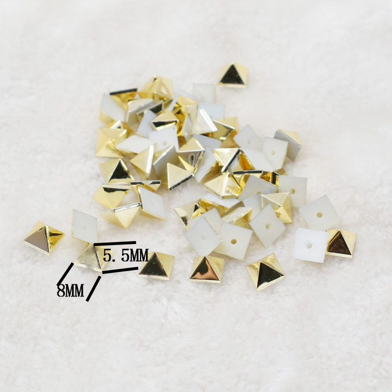 new 200pcs 5.5/8mm charm ccb beads fashion accessoires gold color no fade uv pyramid spike  studs sew on glue on bagsor clothing