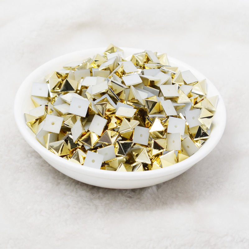 new 200pcs 5.5/8mm charm ccb beads fashion accessoires gold color no fade uv pyramid spike  studs sew on glue on bagsor clothing