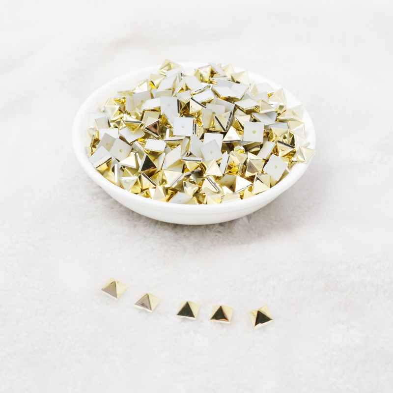 new 200pcs 5.5/8mm charm ccb beads fashion accessoires gold color no fade uv pyramid spike  studs sew on glue on bagsor clothing