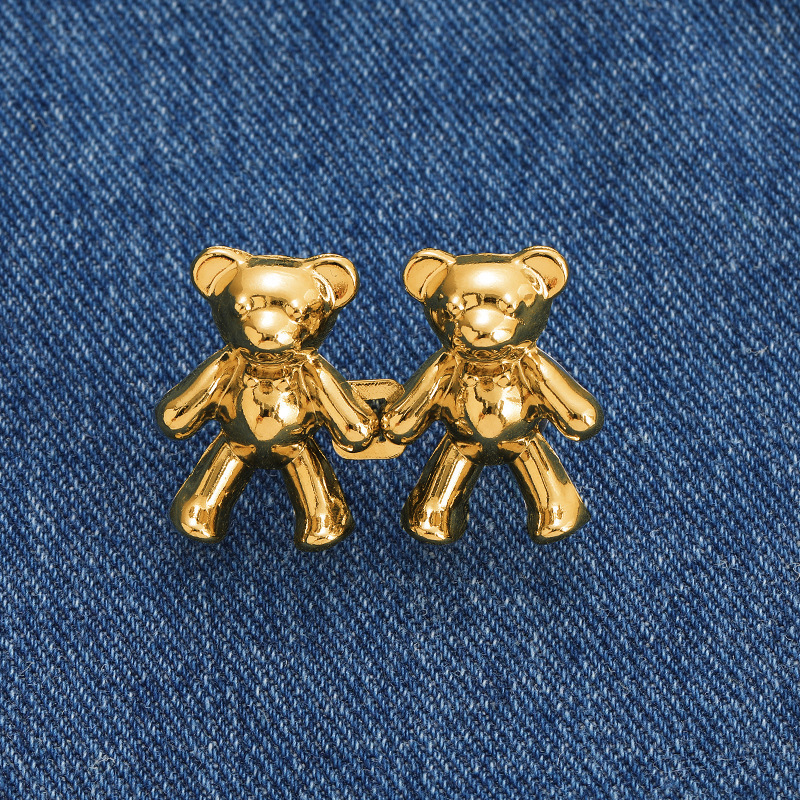 Custom Cute Bear Pants Button Removable Instant Waist Jeans Pin Buttons Adjustable Bear Buttons