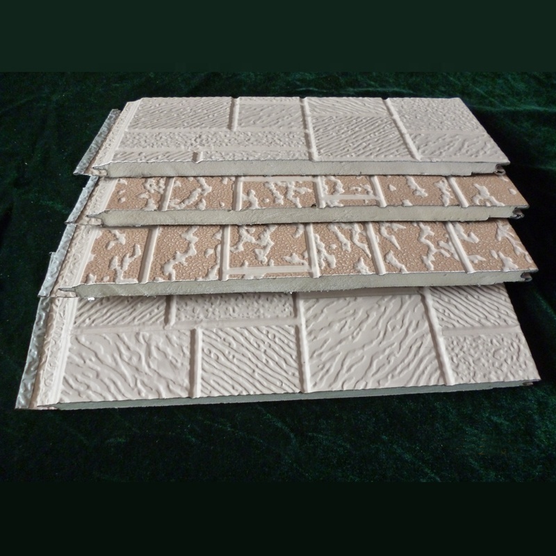 Metallic embossed sandwich panel--crude brick texture