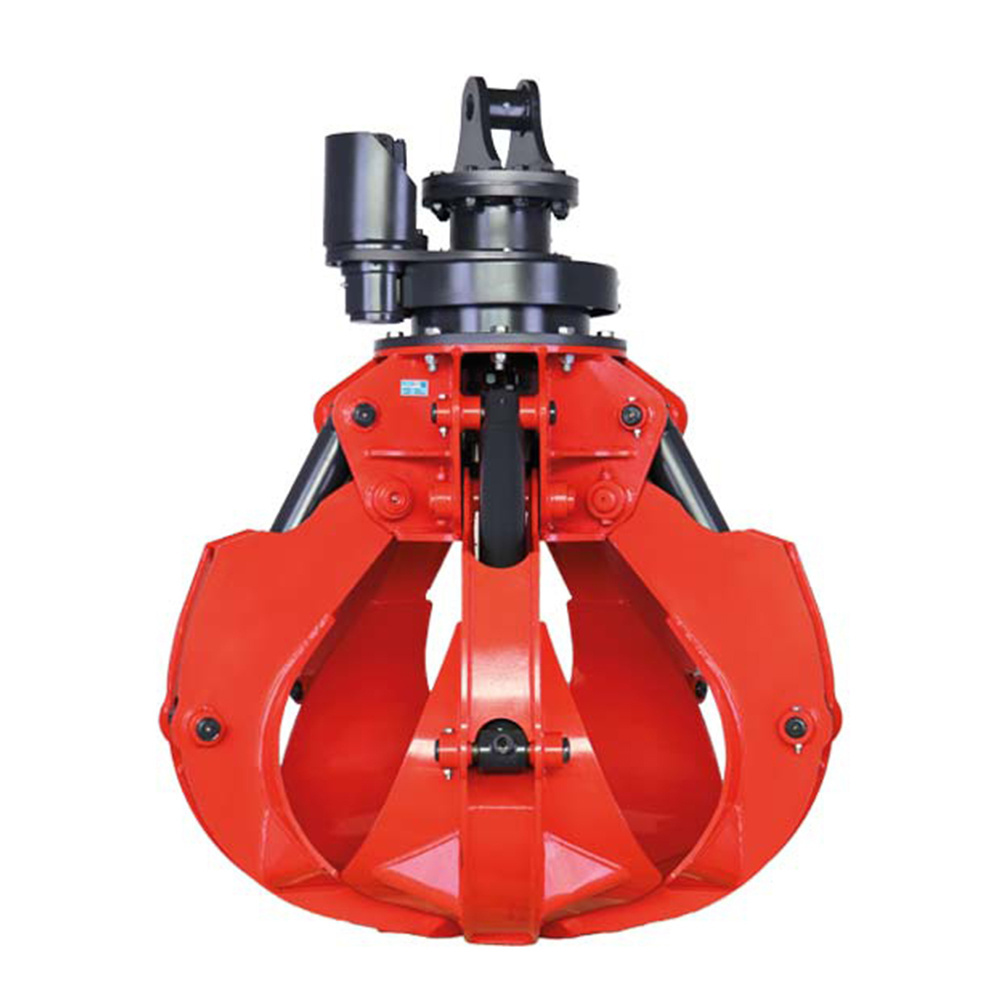 Top Quality Red Color 400 LT 4 Nails ST52 Hardox Orange Peel Grapple Material Handling Attachment For Excavator