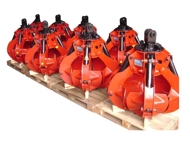 Top Quality Red Color 400 LT 4 Nails ST52 Hardox Orange Peel Grapple Material Handling Attachment For Excavator