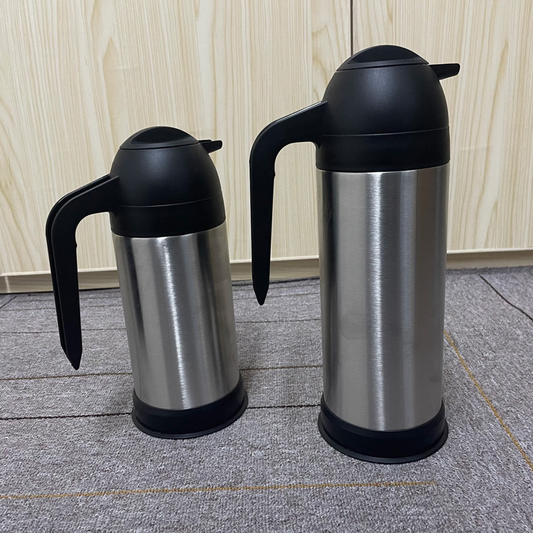 1L double wall vacuum glass inner plastic water kettle with wooden style handle home kitchen coffee pot thermos