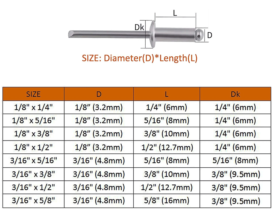 Blind rivet stainless steel csk open end type round head 1/8 x1/2 pop rivets Aluminium 6mm pop blind rivet