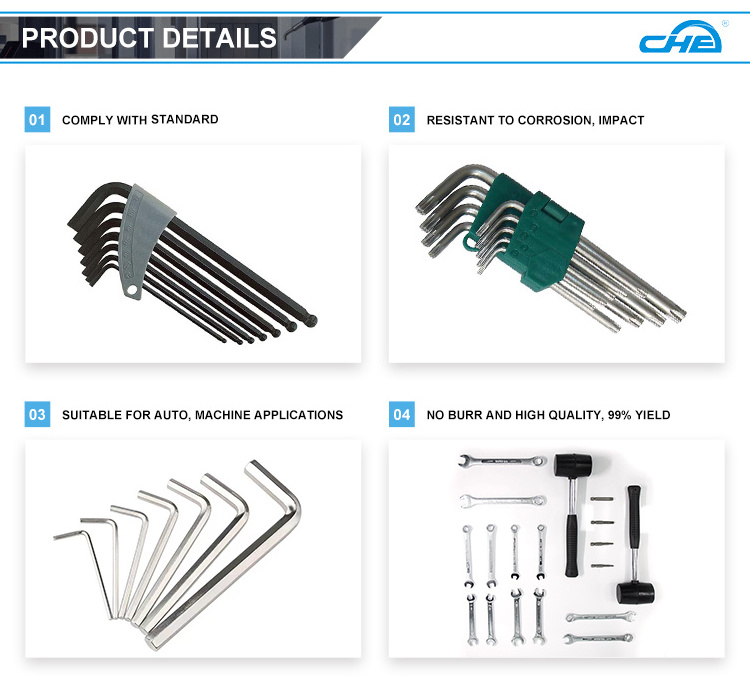 Key wrench set china wholesale customized hex   3mm 4mm 5mm 6mm industrial grade allen key set carbon steel L-shaped hex wrench