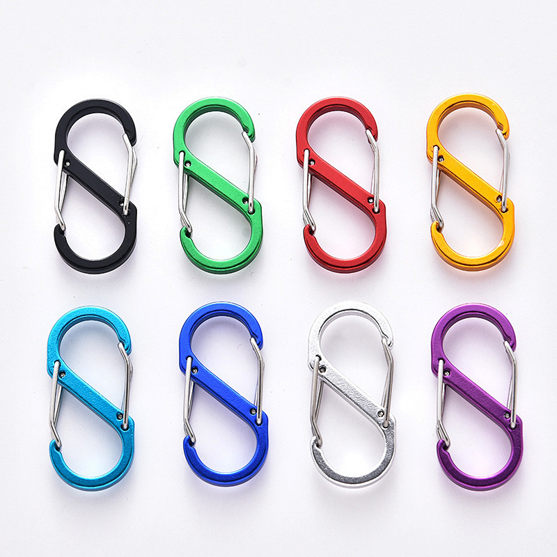 China hardware factory wholesale 8.8 cm aluminum biner clip wire gate s carabiner hook