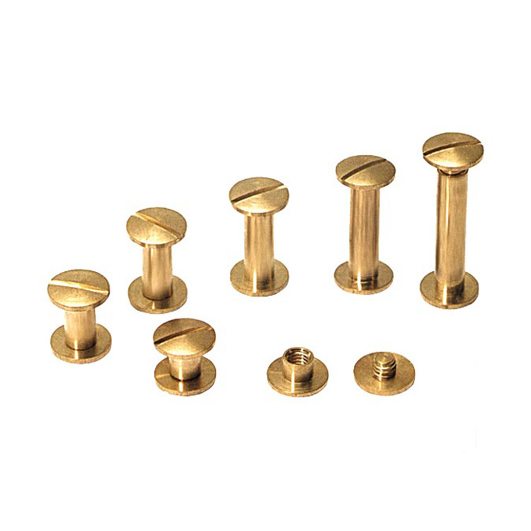 China custom m2 m5 m8 5mm 8mm 12mm 70 mm 1/8 brass book binding post rivets slotted chicago screw color male and female screws