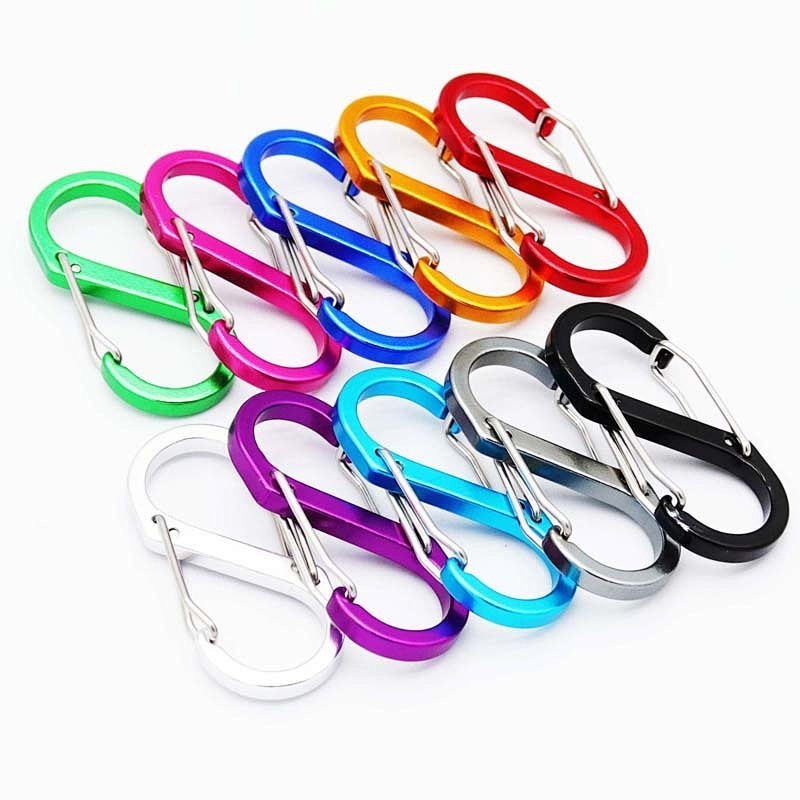 China hardware factory wholesale 8.8 cm aluminum biner clip wire gate s carabiner hook