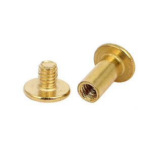 China custom m2 m5 m8 5mm 8mm 12mm 70 mm 1/8 brass book binding post rivets slotted chicago screw color male and female screws