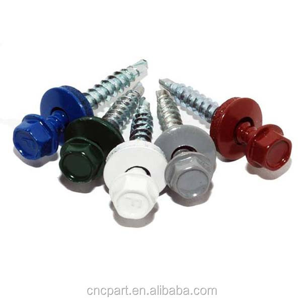 China wholesale color painted din m3 m4 m6 5 flange hexagon head self drilling roof screws with washers metal roof screws