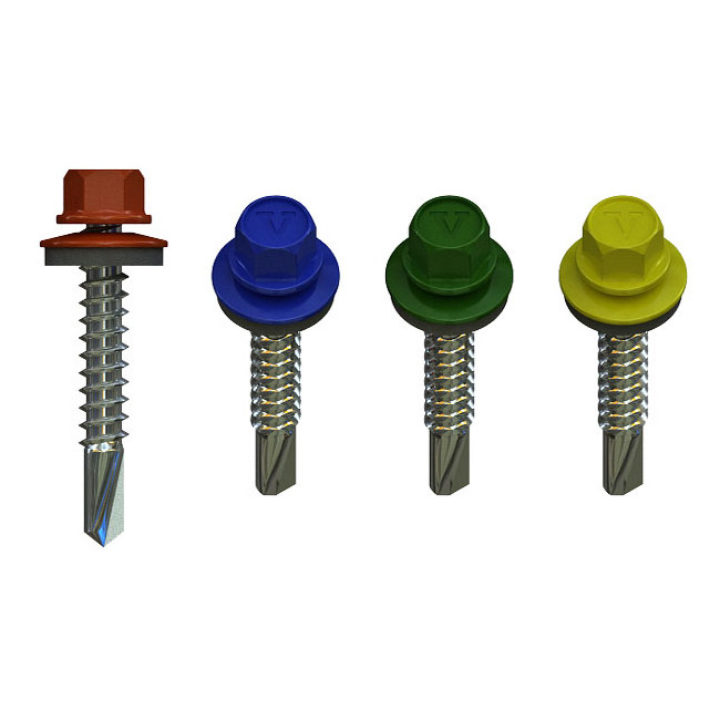 China wholesale color painted din m3 m4 m6 5 flange hexagon head self drilling roof screws with washers metal roof screws