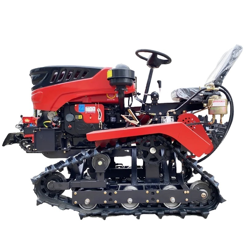 Small Multifunction Ride on Tracked Rotovator Mini Rotary Tiller Cultivator for Paddy Fields and Dry Land