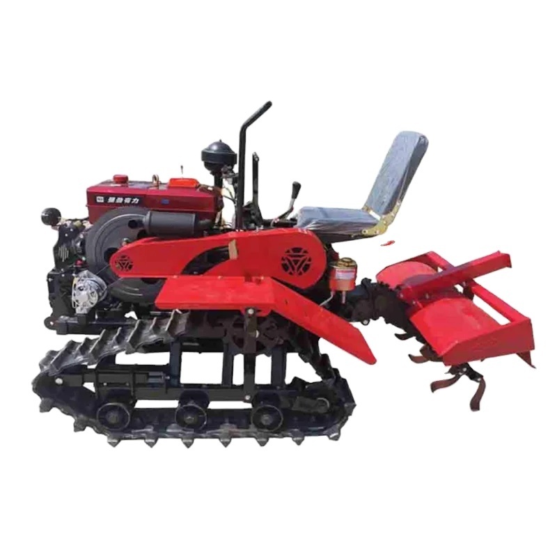 Small Multifunction Ride on Tracked Rotovator Mini Rotary Tiller Cultivator for Paddy Fields and Dry Land