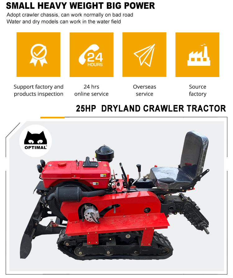 Small Multifunction Ride on Tracked Rotovator Mini Rotary Tiller Cultivator for Paddy Fields and Dry Land