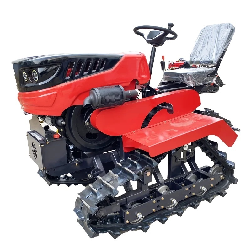 Small Multifunction Ride on Tracked Rotovator Mini Rotary Tiller Cultivator for Paddy Fields and Dry Land