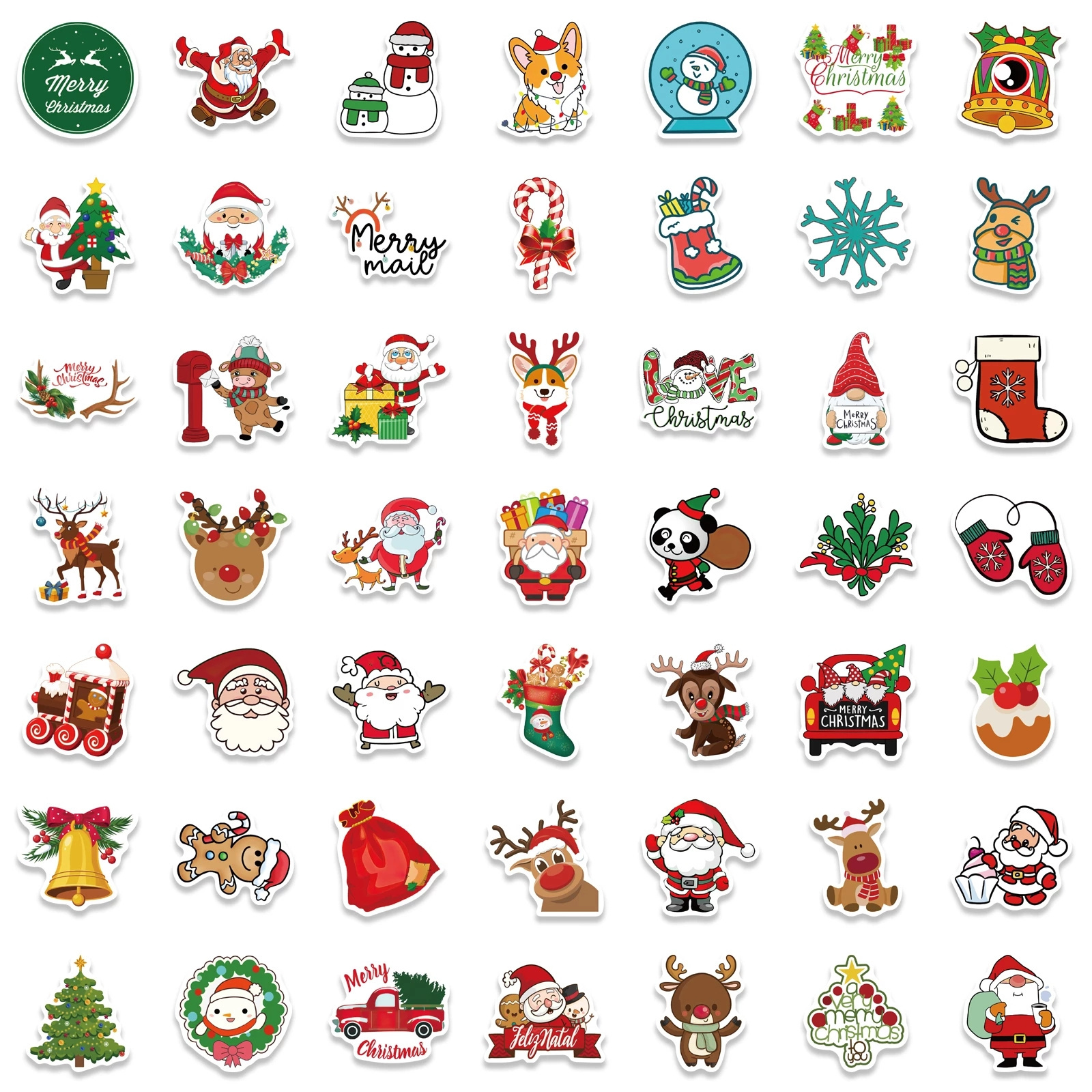 New Year Merry Christmas Stickers Deer Santa Claus Snowman Children Gift Decal DIY for Skateboard Luggage Suitcase