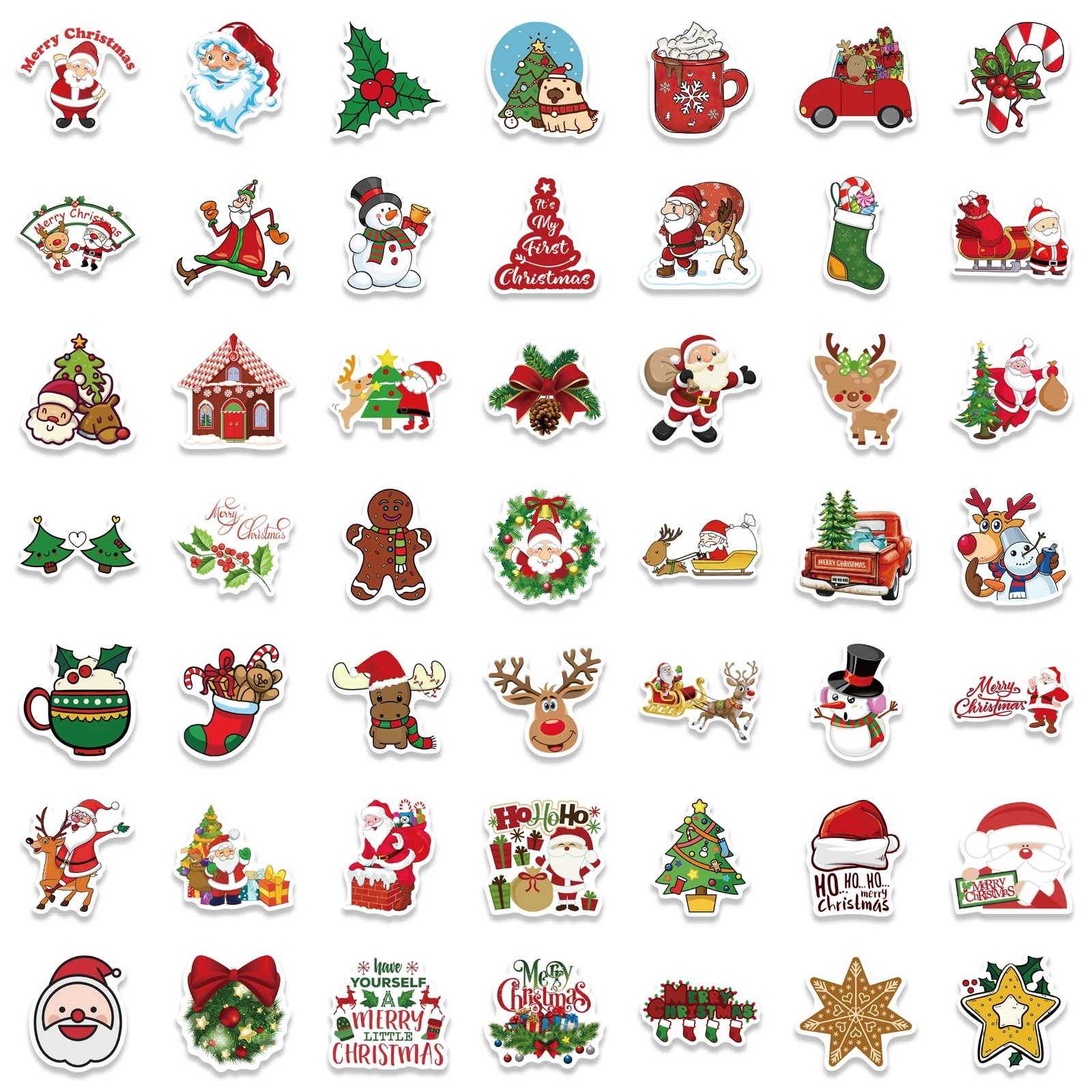 New Year Merry Christmas Stickers Deer Santa Claus Snowman Children Gift Decal DIY for Skateboard Luggage Suitcase