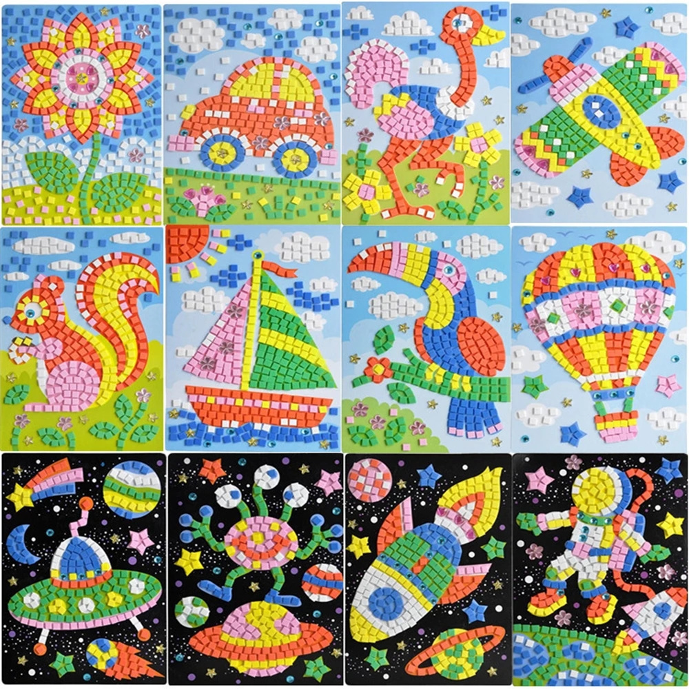 Creative Kids Game DIY Kits 3D Mosaics Puzzle Stickers EVA Foam Drawing Early Educational Toys