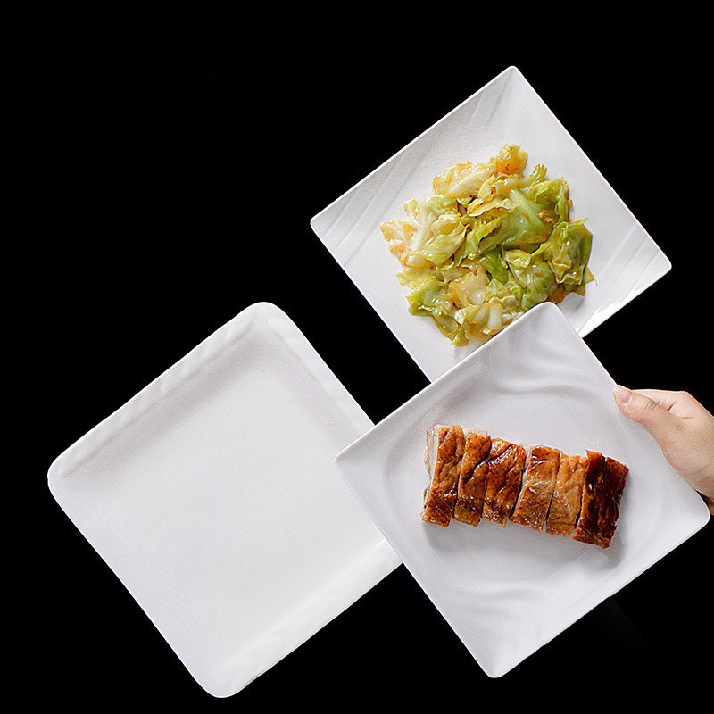 Wholesale Bulk Unbreakable White Square 7/8/9/10/11/12 Inch Restaurant Melamine Dinner Plates For Catering