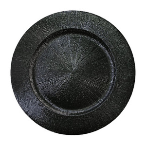 Wholesale Electroplating Black Round Reusable 13" Plastic Charger Plates Wedding Party Table Decor Under Plate