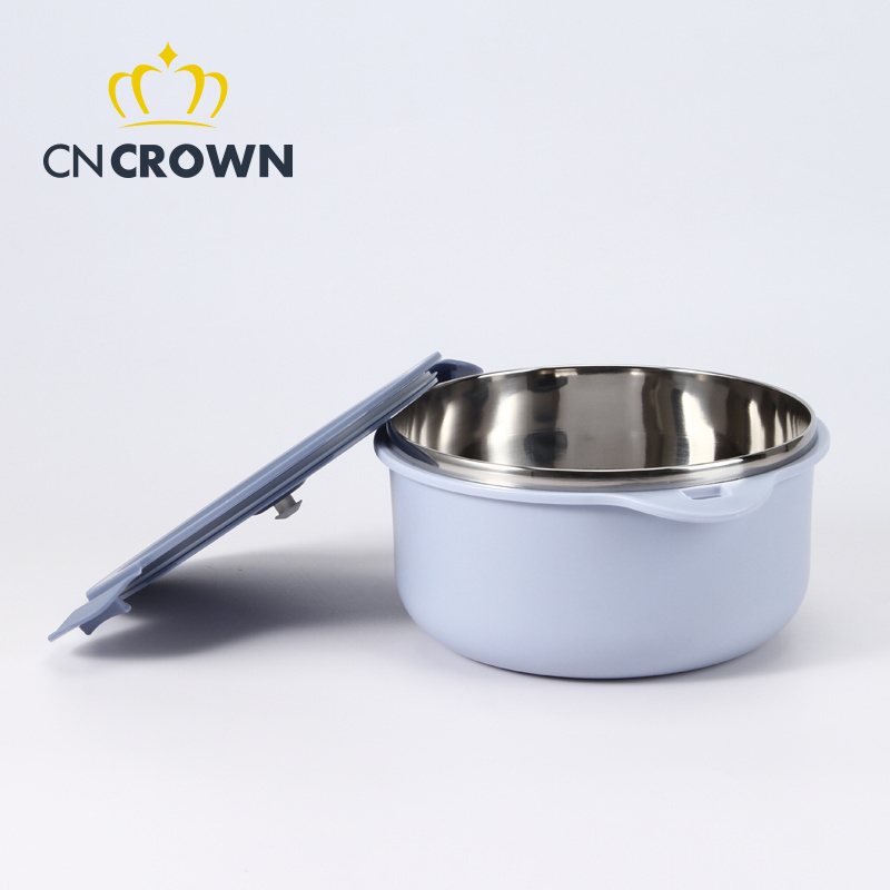 Customized logo 1 layer 304 stainless steel leakproof round 900ml school bento lunch box with locks from CNCrown