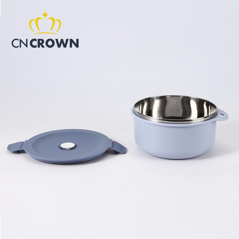 Customized logo 1 layer 304 stainless steel leakproof round 900ml school bento lunch box with locks from CNCrown