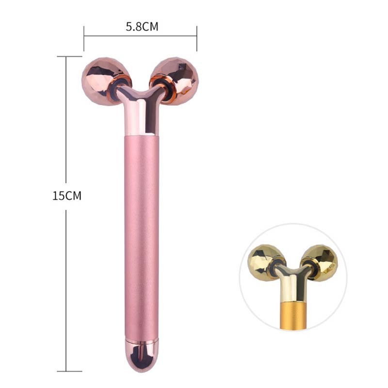 Facial Care Massage Stick Electric Vibration 24K Gold T Shape Stainless Facial Roller Massager Face Beauty Bar