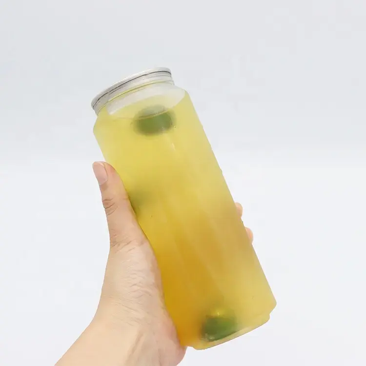 Wholesale can customize Logo 330ml transparent juice bottle cup pet plastic soda can