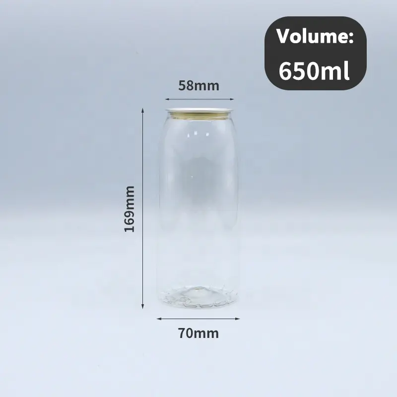 Wholesale can customize Logo 330ml transparent juice bottle cup pet plastic soda can