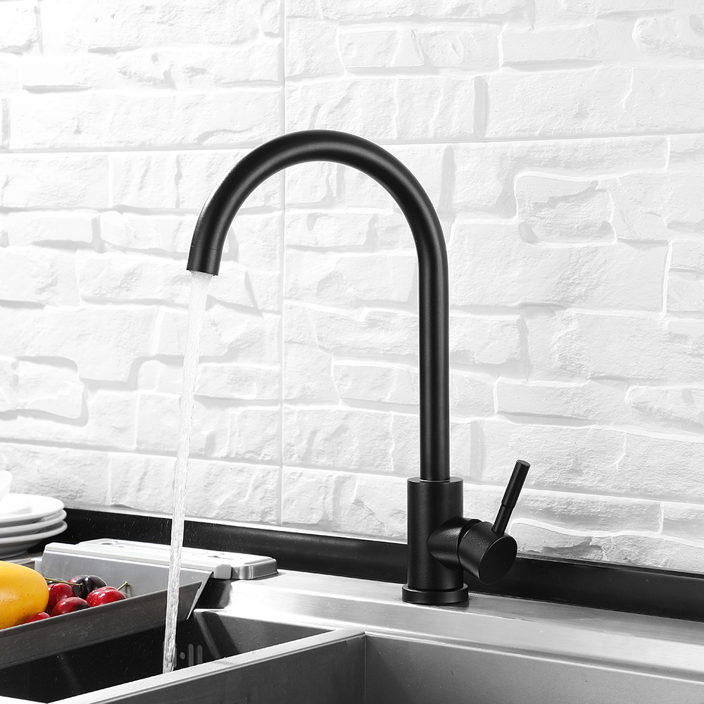 Oem Odm Personalized Luxury Single Hole Gooseneck Faucets Water Taps Kitchen Faucet Black