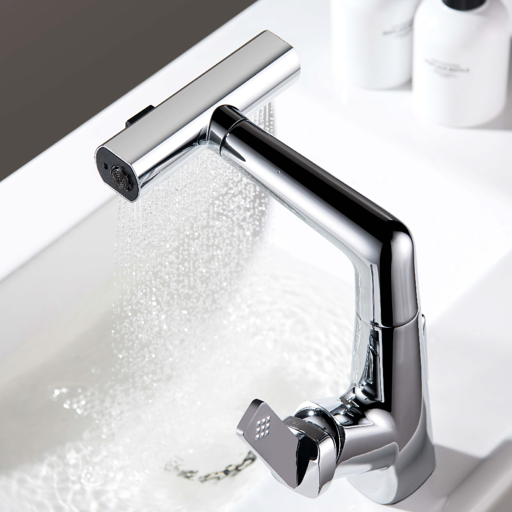 Good Design 3 Function Single Handle Pull Down Retractable Waterfall Basin Faucets For Bathroom