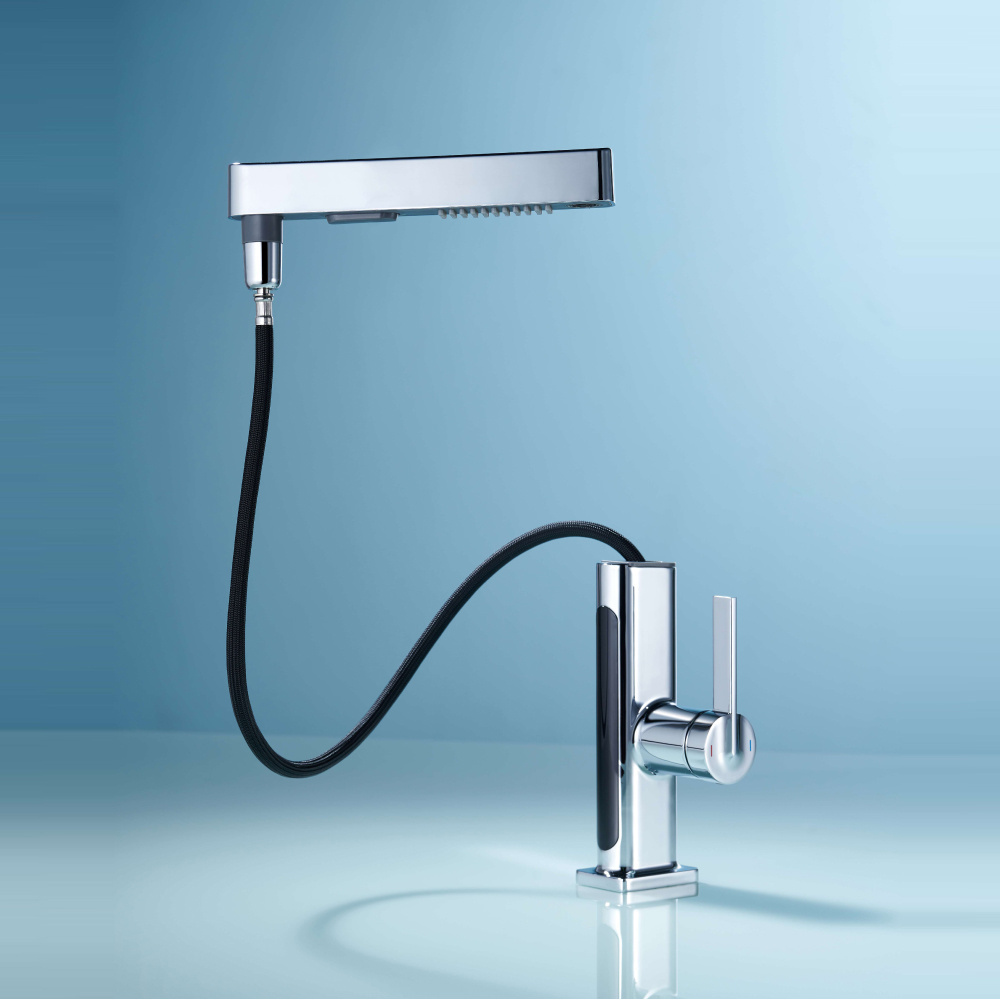 New Products Contemporary Single Lever Brushed Spring Pull Down Taps Copper Waterfall Bathroom Basin Faucet