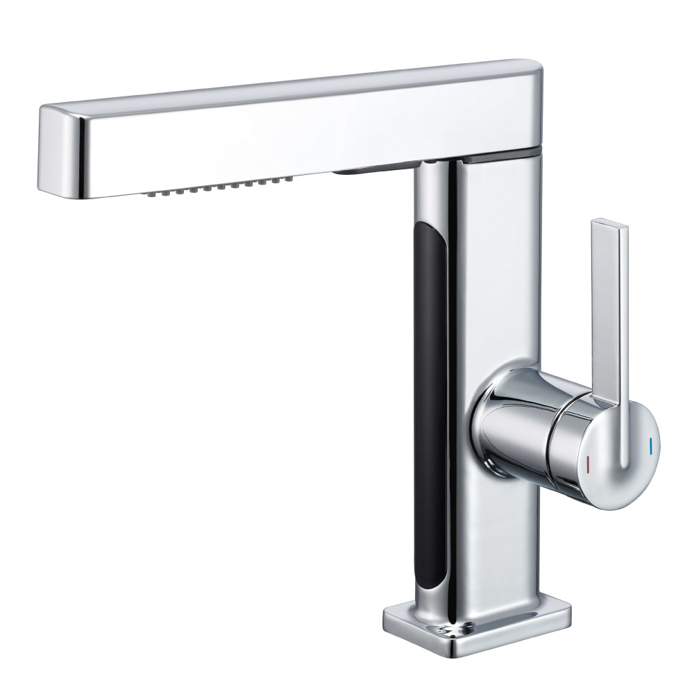 New Products Contemporary Single Lever Brushed Spring Pull Down Taps Copper Waterfall Bathroom Basin Faucet