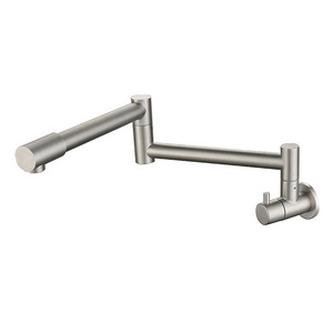 Wall Mounted Stainless steel Single Cold Sink Tap Rotate Spout Brass Concealed Single Hole Folding Kitchen Faucet