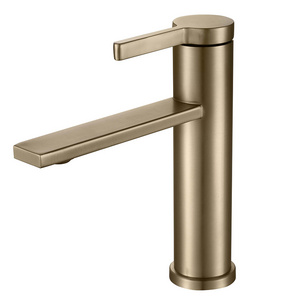 Modern 304 Stainless Steel Advanced Luxury Brushed Gold Hot And Cold Water Basin Faucet For Hotel Bathroom