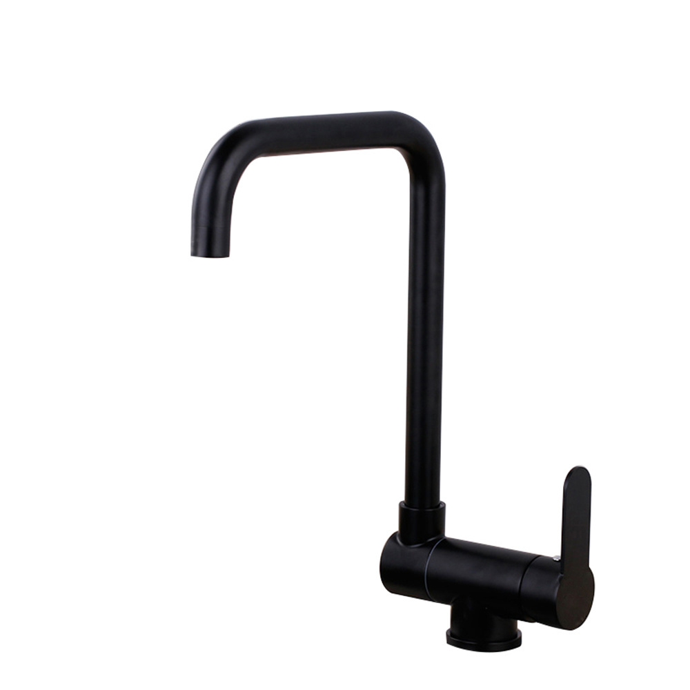 High Quality Stainless Steel Matte Black Classic Single Handle Deck Mounted Hot And Cold Water Tap Folding Kitchen Sink Faucet