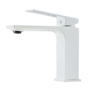 High Quality Modern White Brass Body Zinc Alloy Handle Water Tap Bathroom Wash Basin Sink Easy Install Faucet