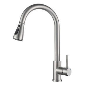 New Style Fashion Stainless Steel Pull Out Sprayer Kitchen Tap Brushed Single Handle Kitchen Sink Faucets With Deck Mounted