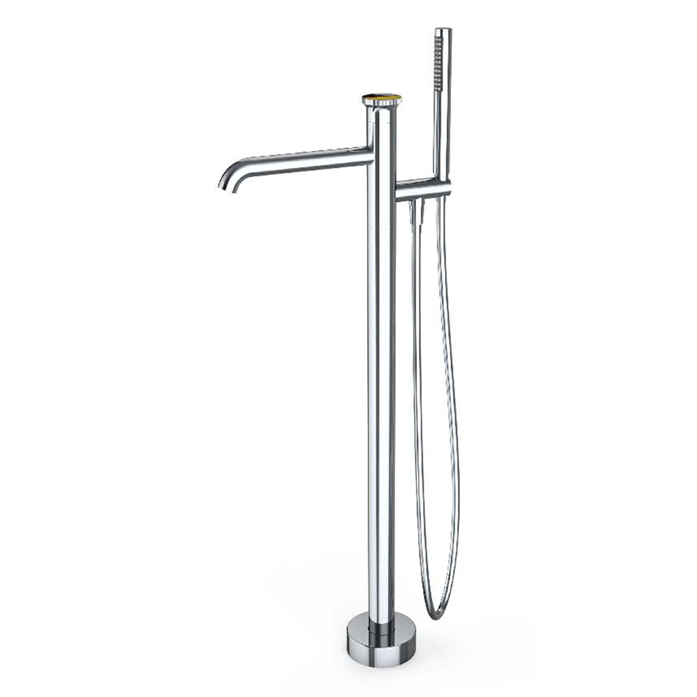 European Style Single Handle Bathtub Fillers Solid Brass Floor Mount Chrome Color Tub Bathroom Faucets