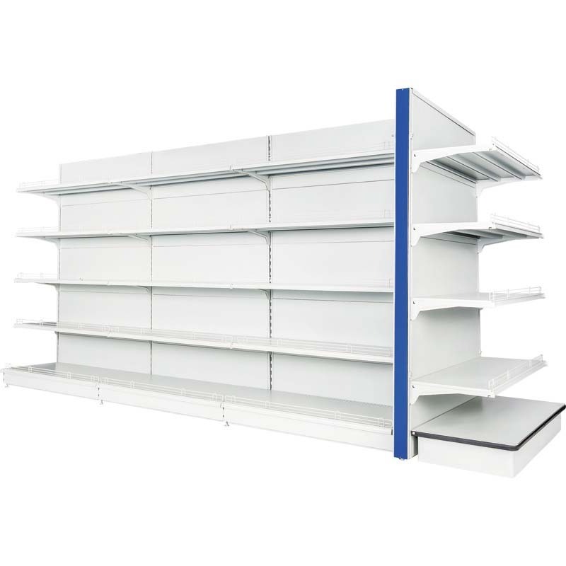 Modern Steel White Metal Grocery Store Shelves Gondola Shelving Unit For Supermarket Display