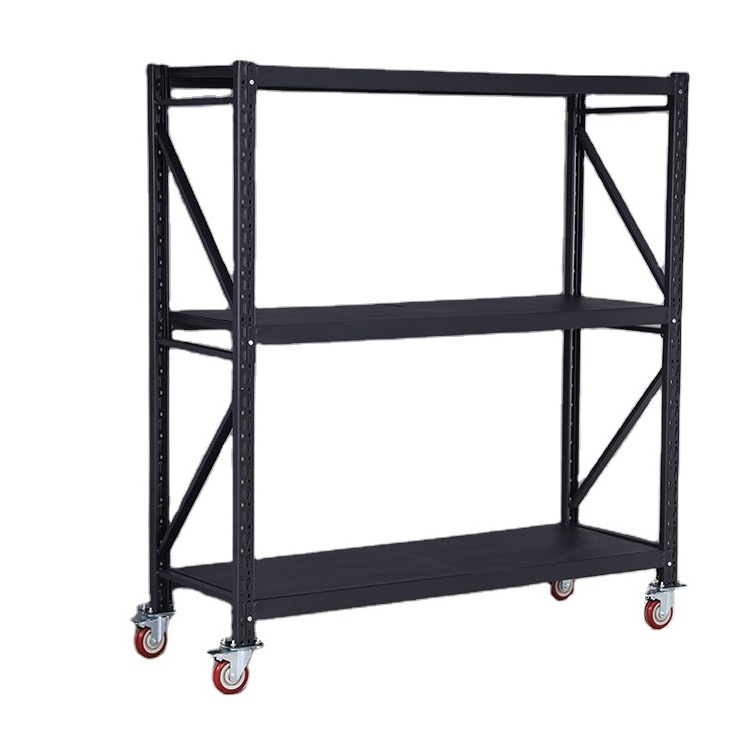 Light Duty Steel Movable Warehouse rack shelves With Wheels